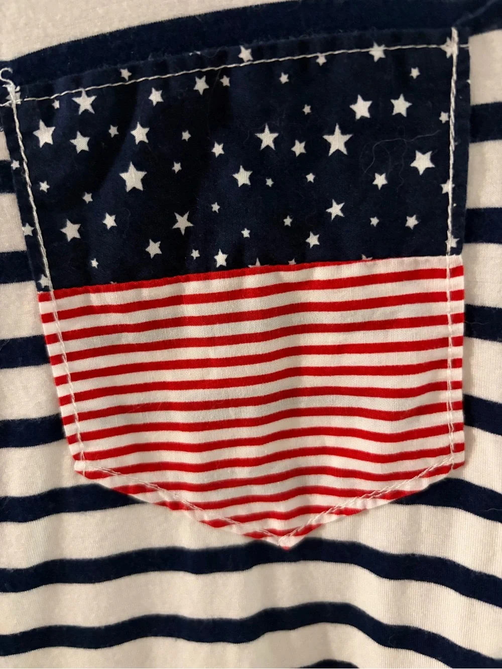 Ing Navy & White Striped Peplum Tee with Flag Pocket